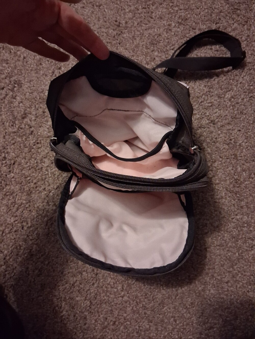 Eddie Bauer Army Green, Black & Pink Canvas Crossbody Sling Bag - Multi-Pocket - Picture 6 of 10